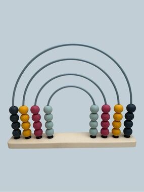 Bigjigs Toys Rainbow Abacus Educational Wooden Base Food-Grade Silicone Beads